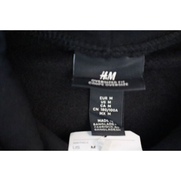 H&M Women's Sz Medium Black Oversized Fit Pullover Hoodie Sweatshirt - Picture 4 of 8